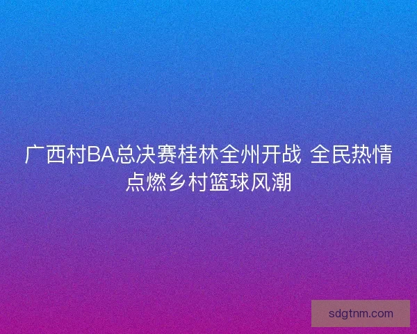 广西村BA总决赛桂林全州开战 全民热情点燃乡村篮球风潮